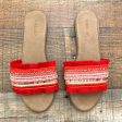 Bamboo Red Orange Pink Gold Sequin Rhinestone Fringe Decorated Sandals- Size 7 Hot on Sale