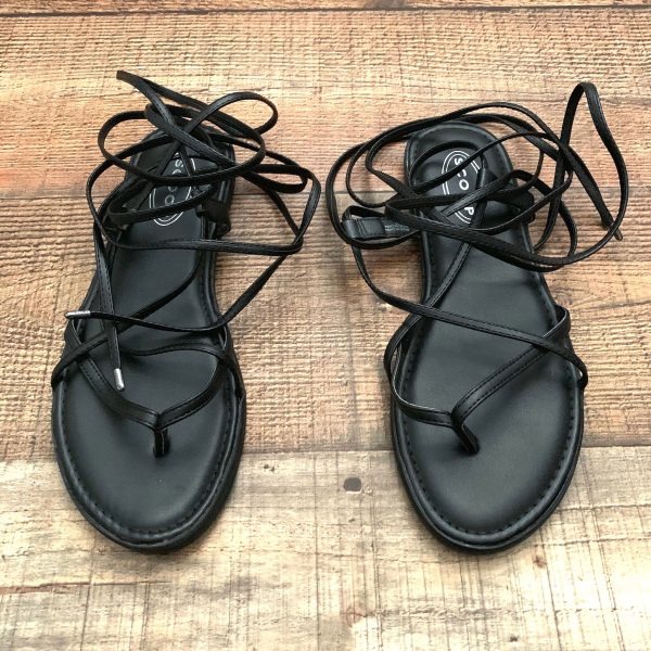 Scoop Black Lace Up Flat Sandals- Size 7 Discount