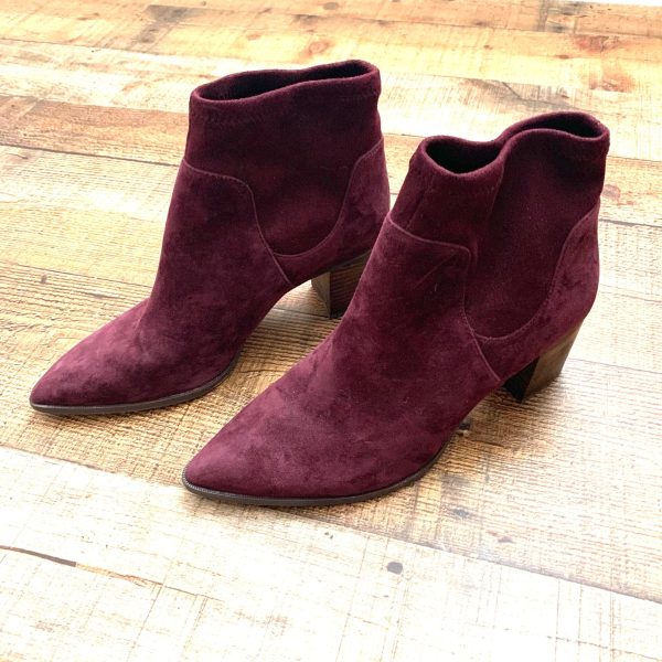 Sole Society Wine Upper Leather Textile Suede Booties- Size 8.5 Online