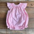 Rosalina Collections Pink Gingham Rose Smocked Romper- Size 6M Online now