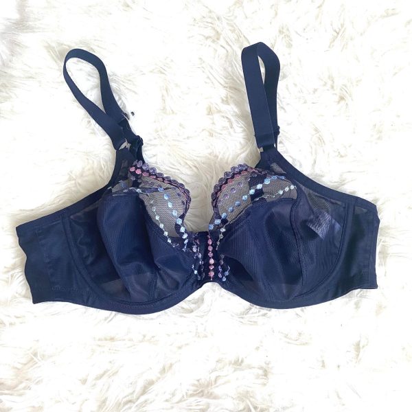 Elomi Navy Colorful Underwire Bra- Size 36DD For Sale